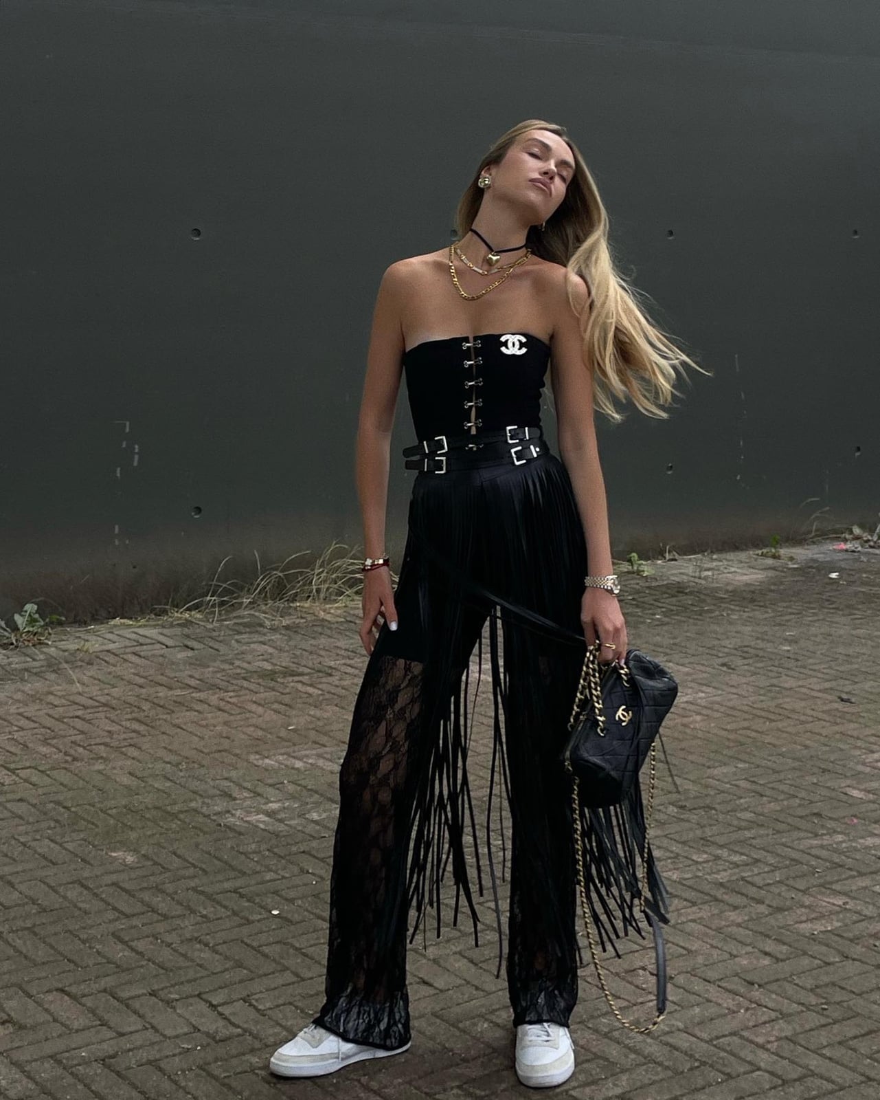 Strapless Top with Fringe Pants Strapless Top with Fringe Pants — Rap Concert Outfits 2027