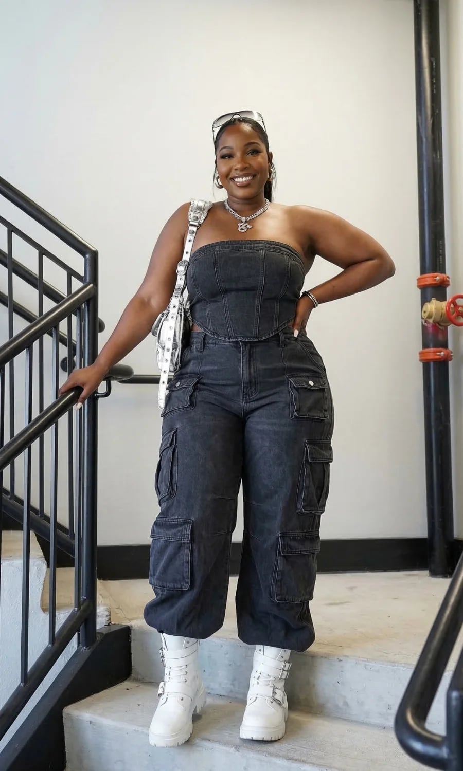 Dark Gray Denim Corset and Cargo Pants Dark Gray Denim Corset and Cargo Pants — Rap Concert Outfits 2027