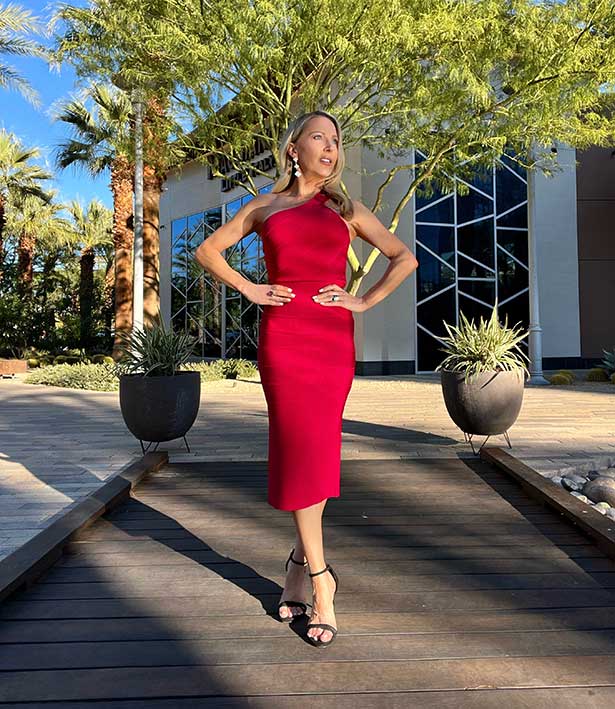 One-shoulder red midi dress for cocktail parties One-shoulder red midi dress for cocktail parties — Red New Years Eve Outfits 2027