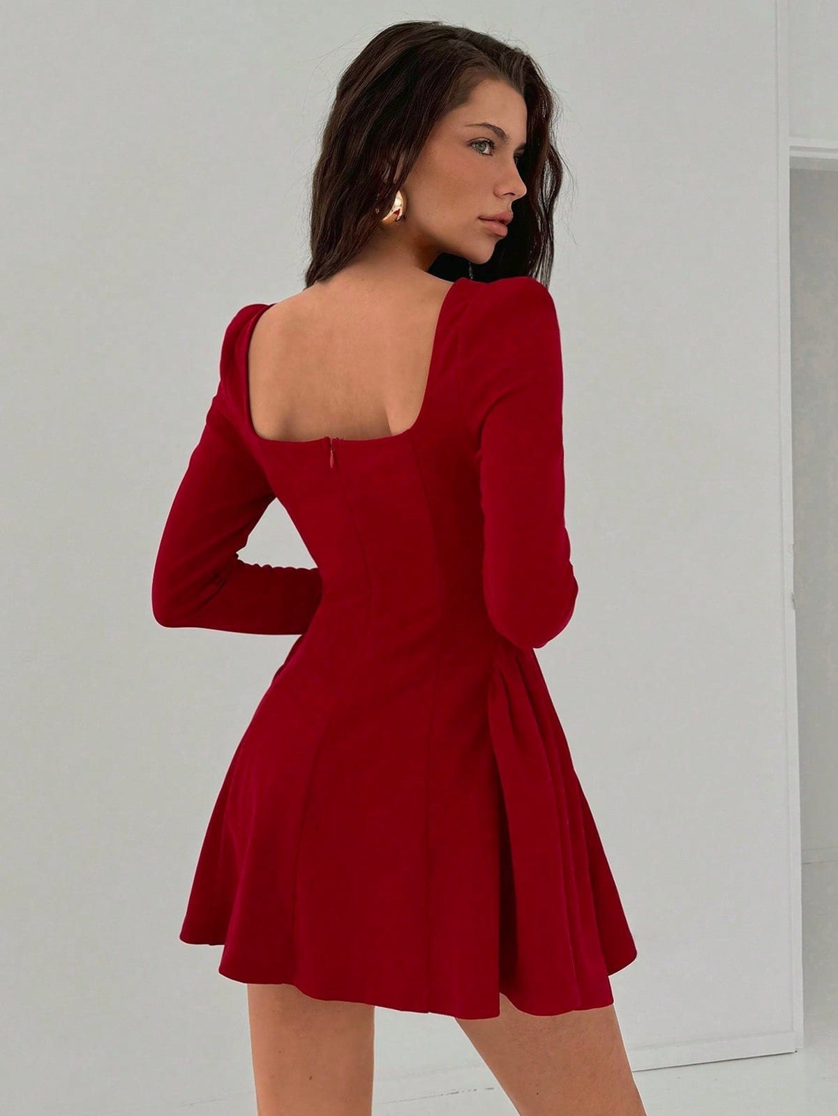 Red velvet mini dress with peplum detail Red velvet mini dress with peplum detail — Red New Years Eve Outfits 2027