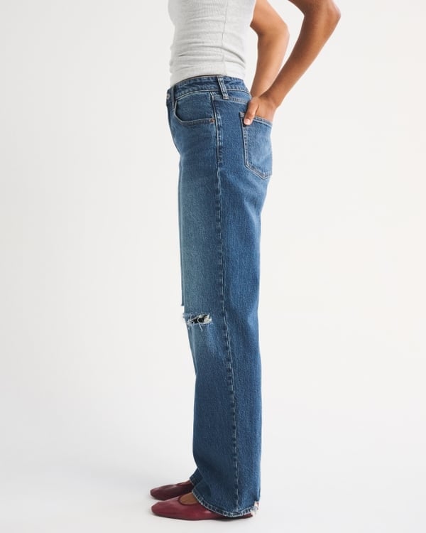 Blue denim straight leg ripped jeans with distressed knee Blue denim straight leg ripped jeans with distressed knee — Ripped Jeans 2027