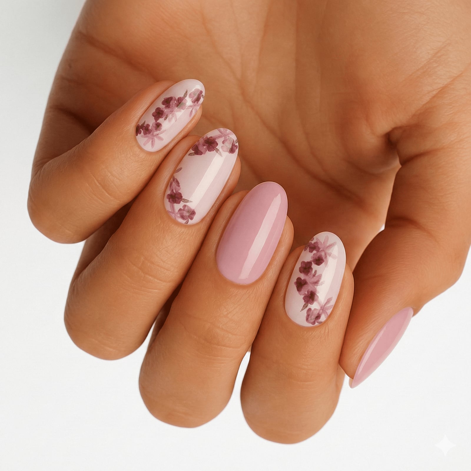 Short Oval Watercolor Rose Nails Short Oval Watercolor Rose Nails — Rose Flower Nails 2027