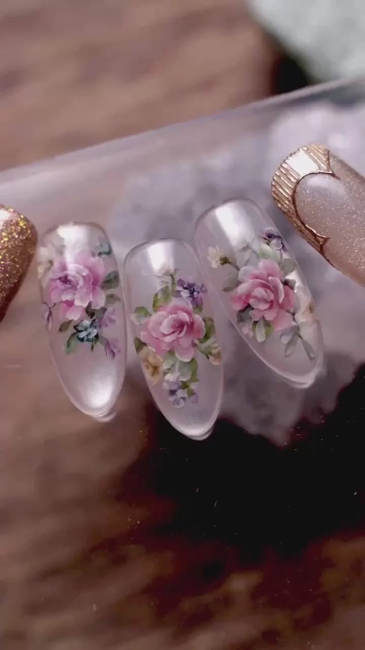 Oval Medium Embossed Rose Nails Oval Medium Embossed Rose Nails — Rose Flower Nails 2027
