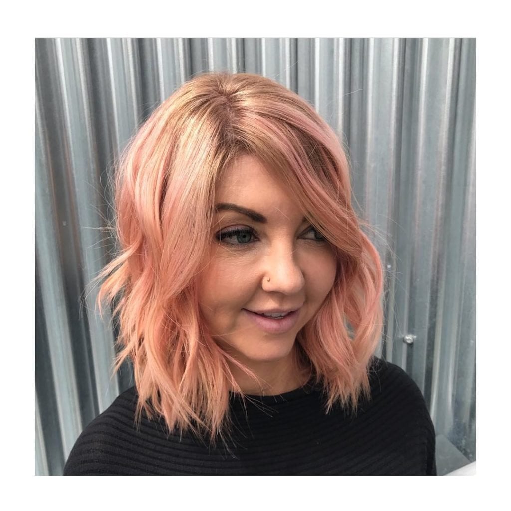 Messy Beach Wave Rose Gold Bob — Rose Gold Hair 2027