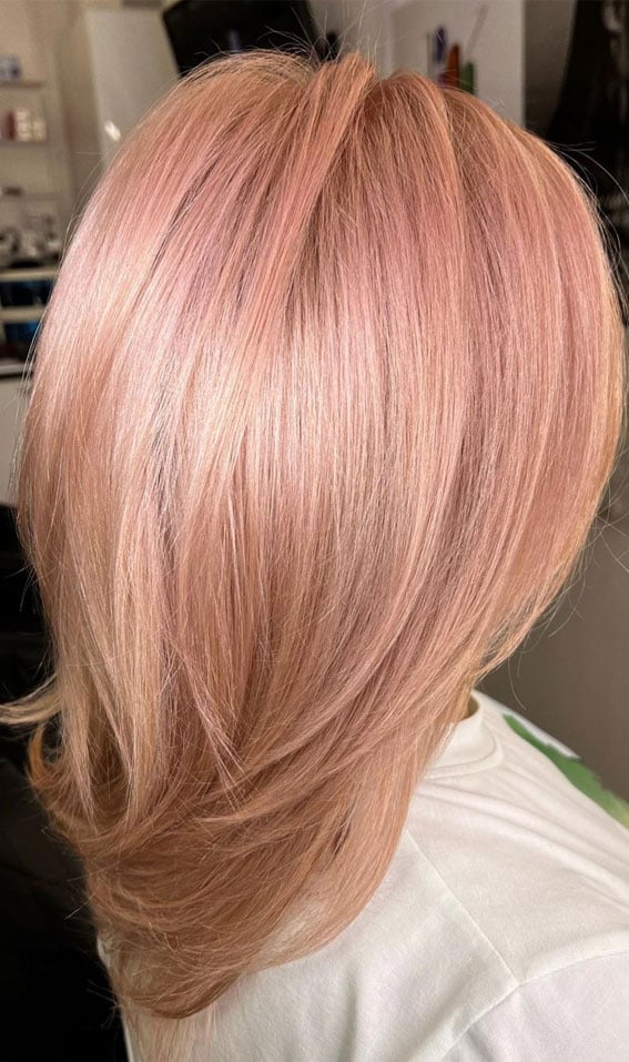 Smooth Rose Gold Layered Bob — Rose Gold Hair 2027