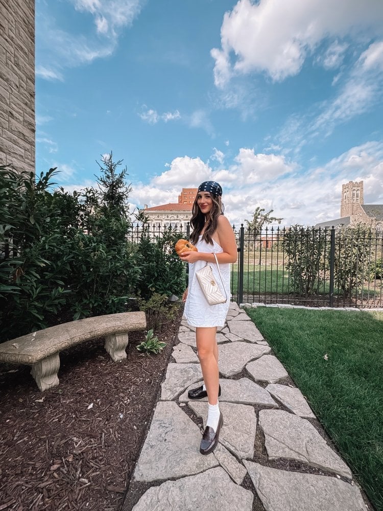 Slip dress and loafers with white ruffle socks Slip dress and loafers with white ruffle socks — Ruffle Socks Outfits 2027