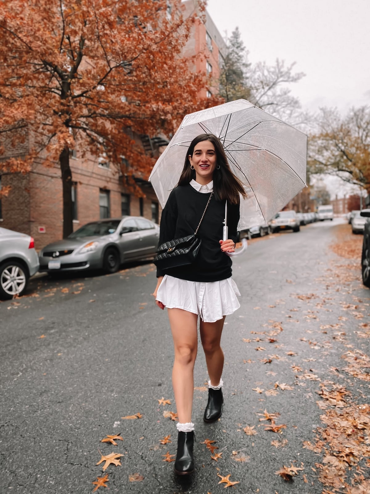 Mini dress and sweatshirt with white ruffle socks Mini dress and sweatshirt with white ruffle socks — Ruffle Socks Outfits 2027