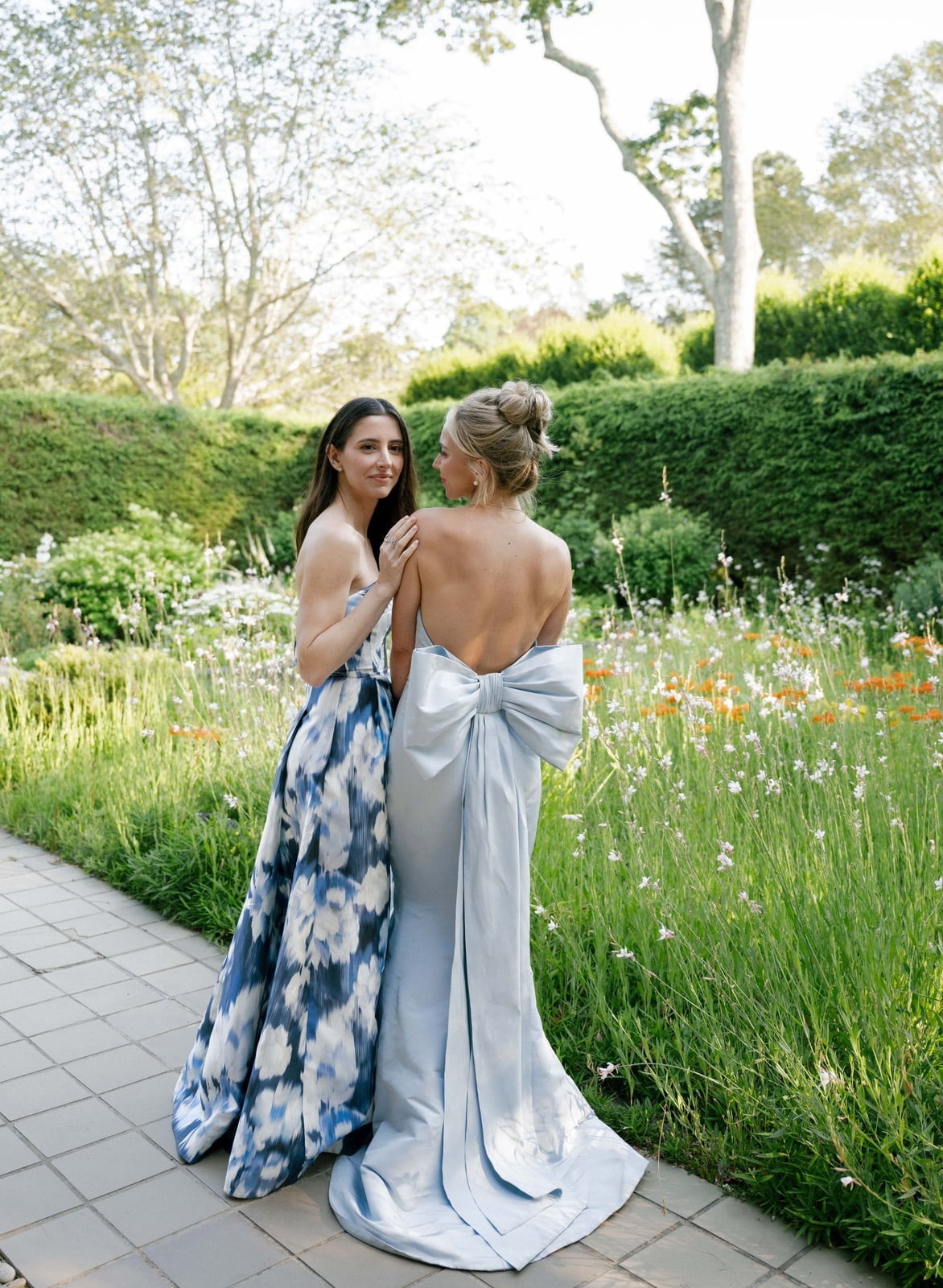 Light blue satin gown with a large bow detail Light blue satin gown with a large bow detail — Rustic Wedding Guest Dress 2027