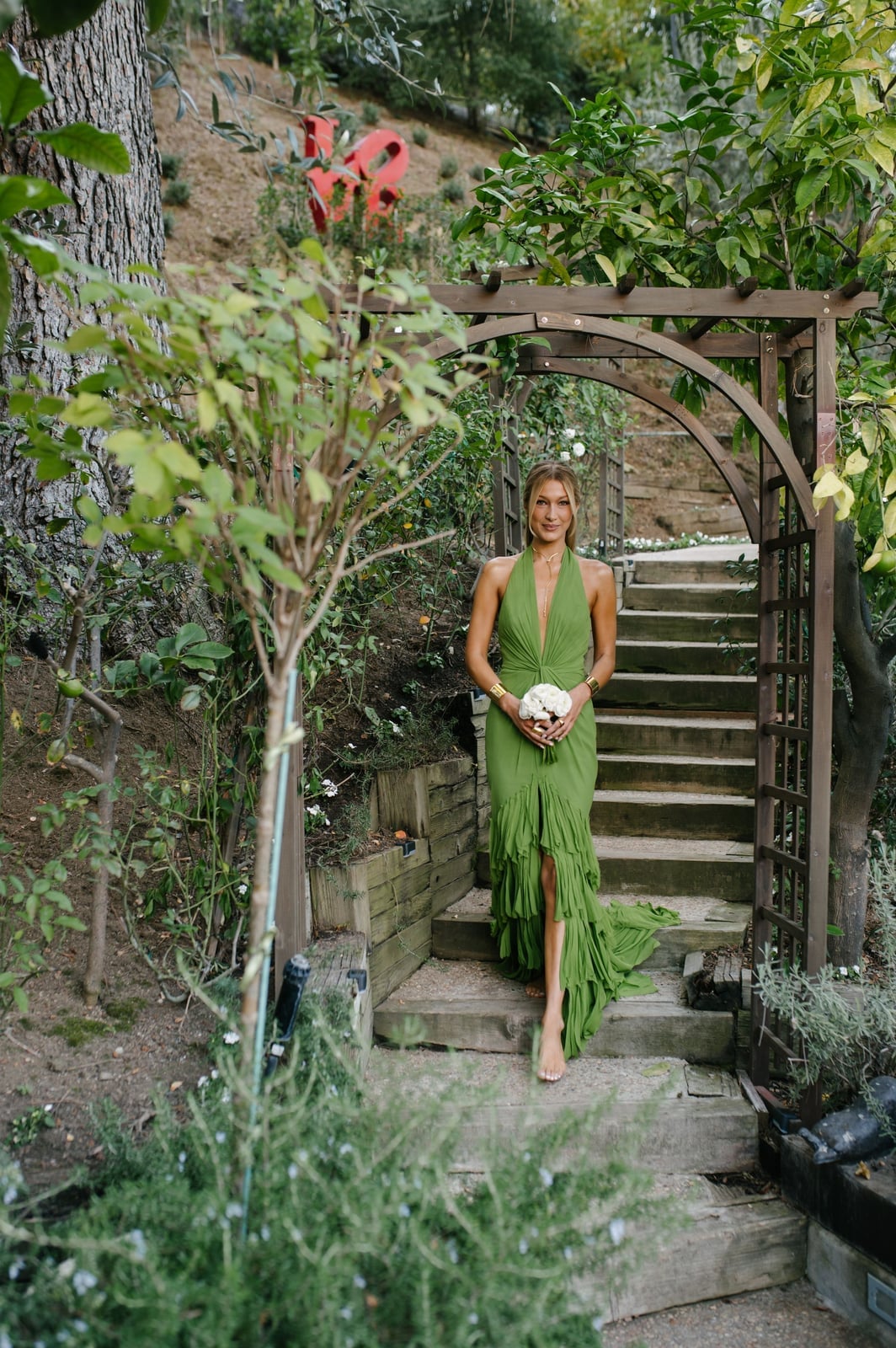 Lime green halter neck maxi dress with fringed skirt Lime green halter neck maxi dress with fringed skirt — Rustic Wedding Guest Dress 2027