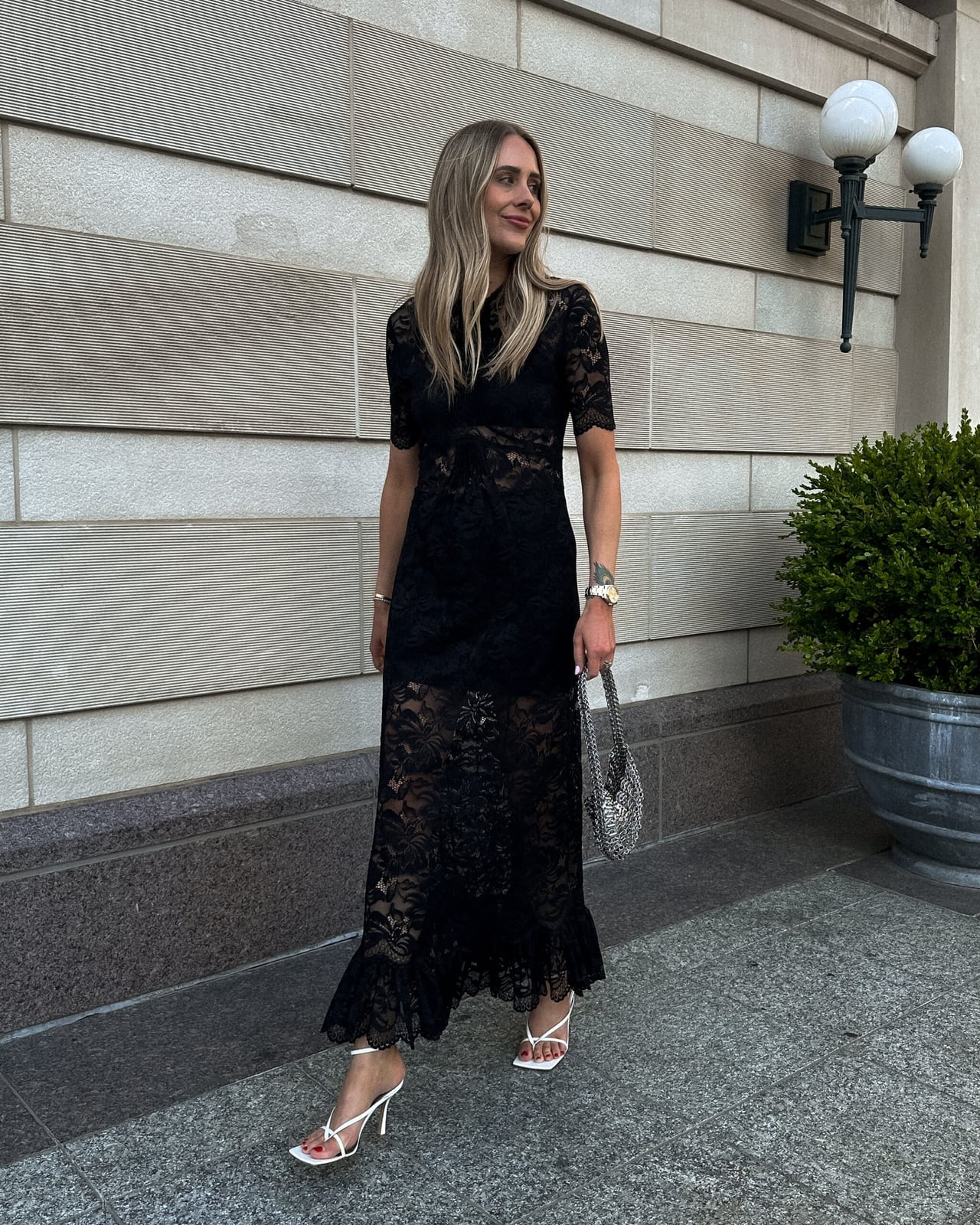 Long black lace dress with ruffled hem Long black lace dress with ruffled hem — Rustic Wedding Guest Dress 2027
