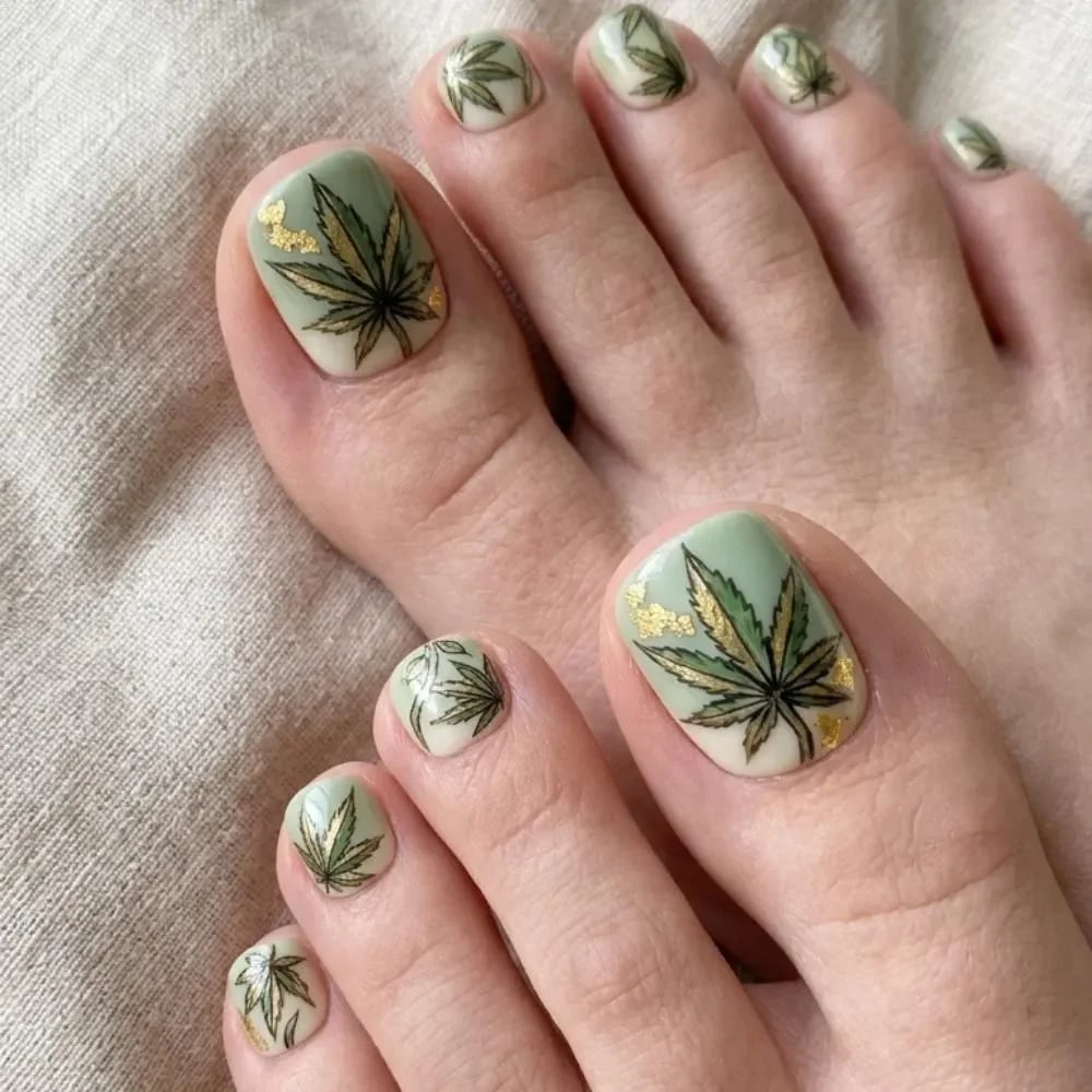 Bright Green With Abstract Pattern Pedicure Bright Green With Abstract Pattern Pedicure — Sage Green Toe Nails 2027