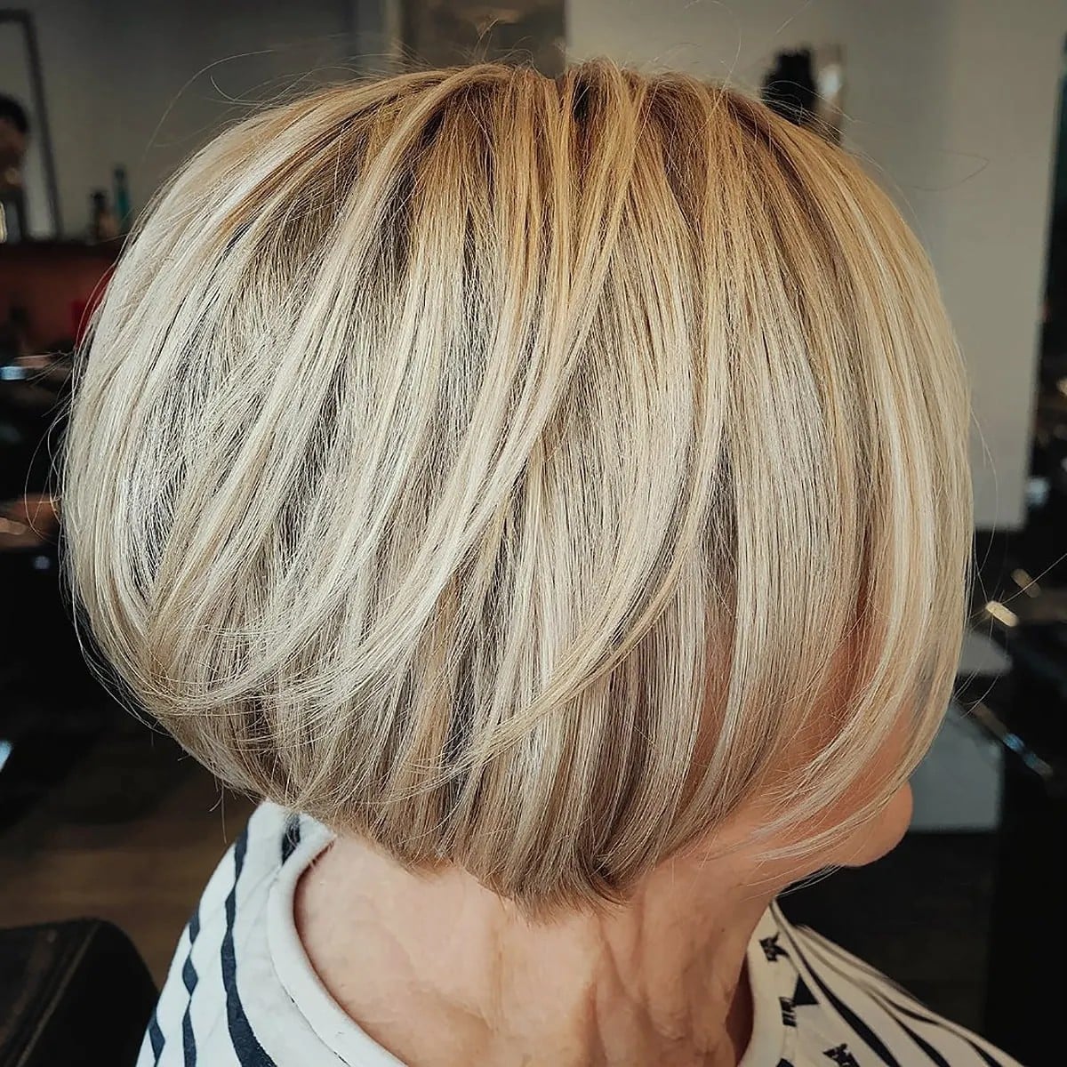 Blonde Stacked Bob With Sleek Finish — Senior Picture Hairstyles 2027