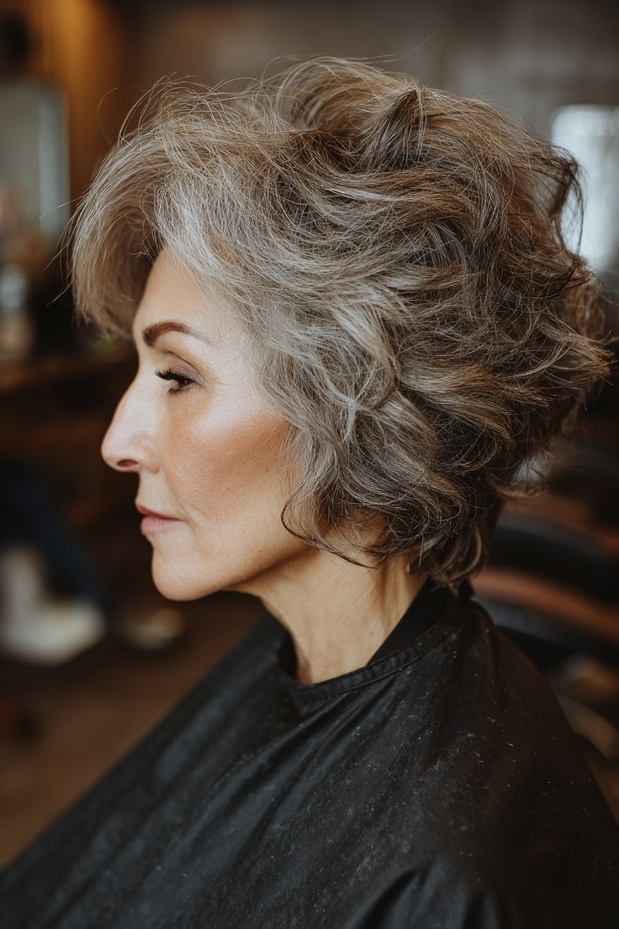 Voluminous Salt and Pepper Layered Bob — Senior Picture Hairstyles 2027