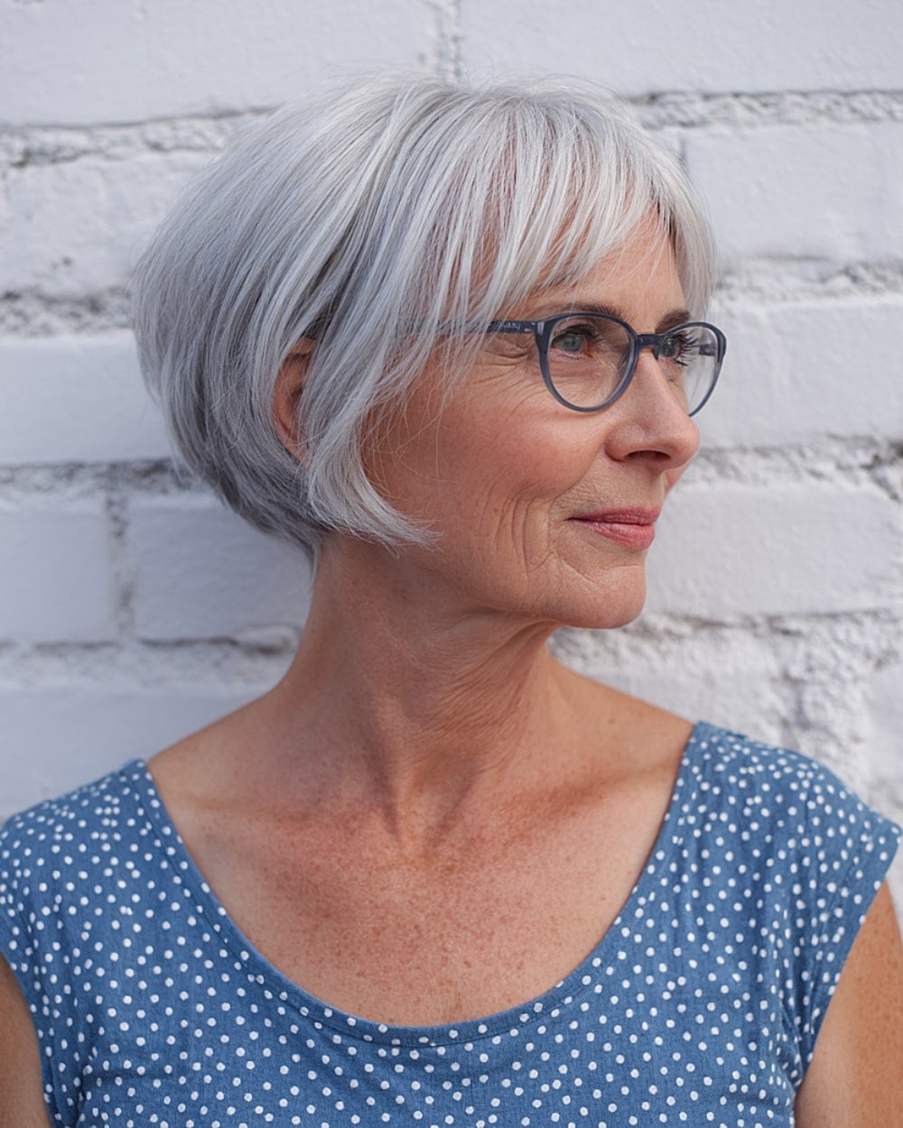 Stacked Gray Bob With Side-Swept Bangs — Senior Picture Hairstyles 2027