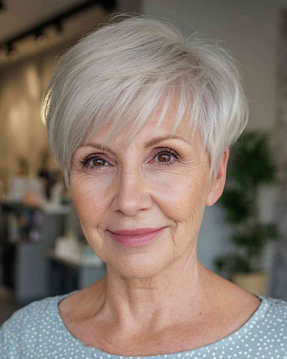 Short Gray Pixie With Textured Layers — Senior Picture Hairstyles 2027