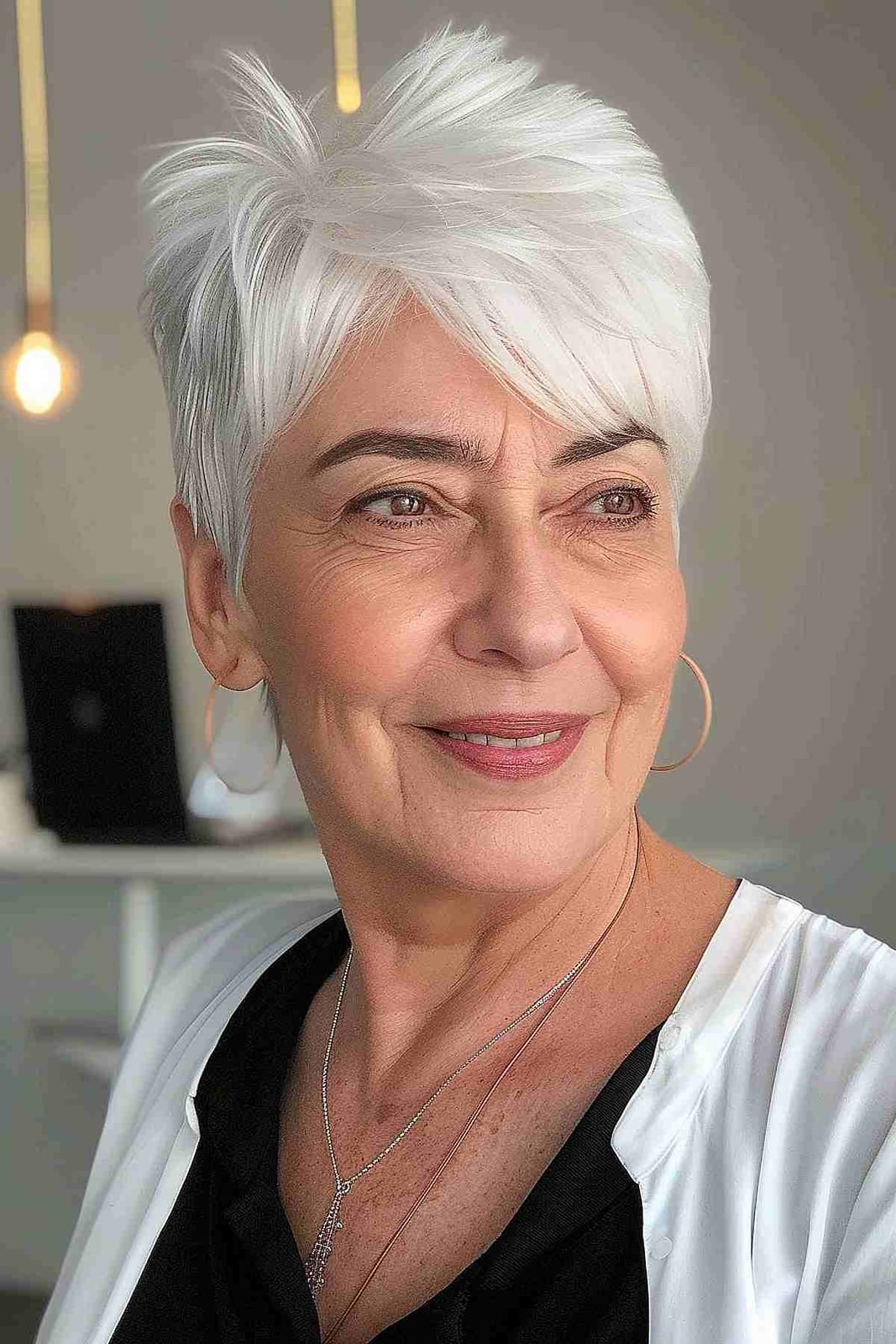 White Pixie With Textured Top, Side-Swept — Senior Picture Hairstyles 2027