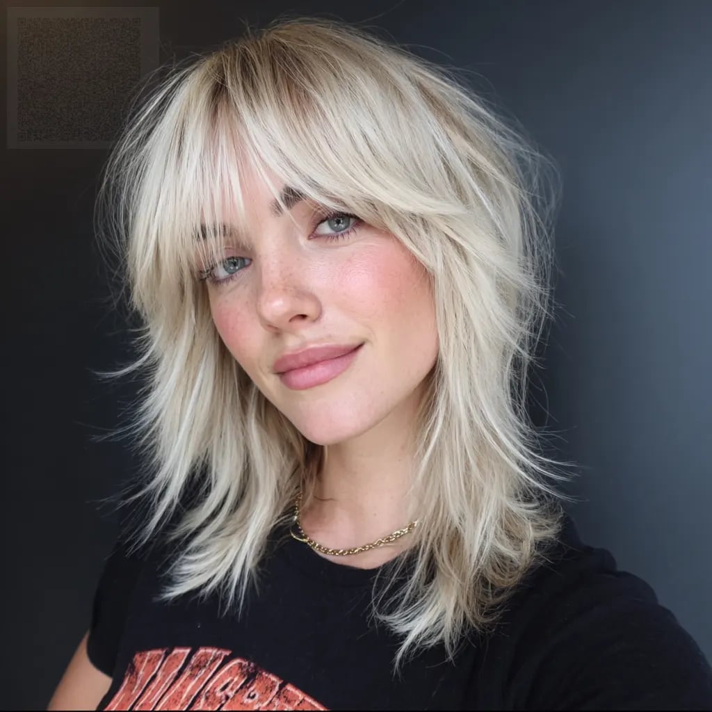 Ash Blonde Shag With Choppy Layers — Shag 2027 with Curtain Bangs
