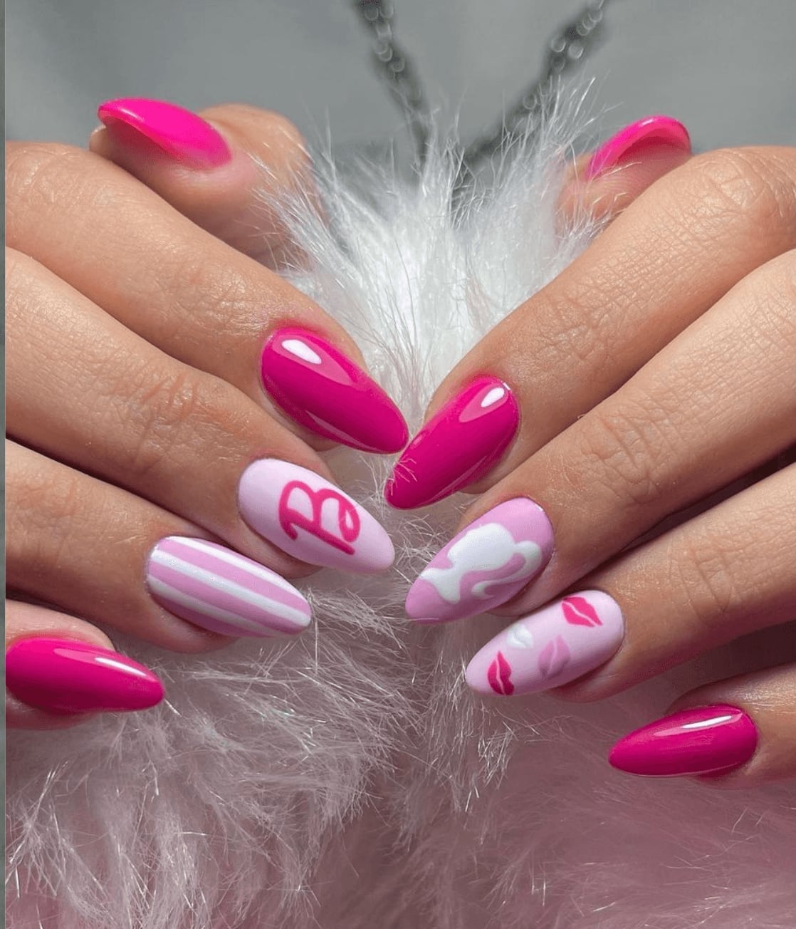 Barbie Logo Hot Pink Short Almond Nails Barbie Logo Hot Pink Short Almond Nails — Short Barbie Nails 2027