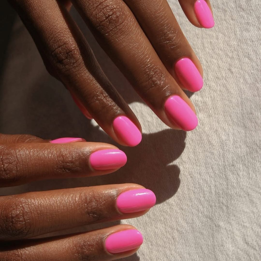 Bold Pink Glossy Short Oval Nails Bold Pink Glossy Short Oval Nails — Short Barbie Nails 2027