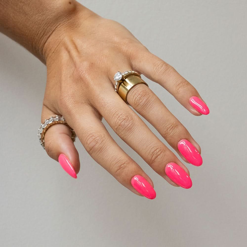 Neon Hot Pink Short Pointed Gel Nails Neon Hot Pink Short Pointed Gel Nails — Short Barbie Nails 2027