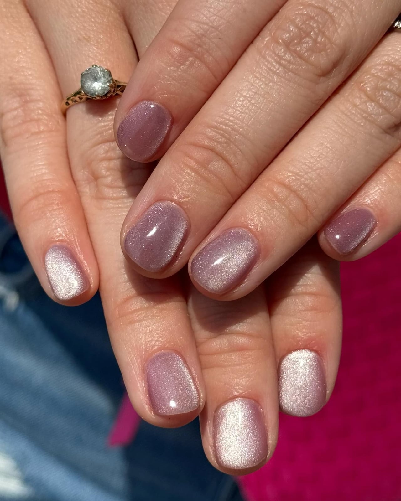 Mauve With Subtle Shimmer Short Oval Mauve With Subtle Shimmer Short Oval — Short Nails 2027 for Mature Hands
