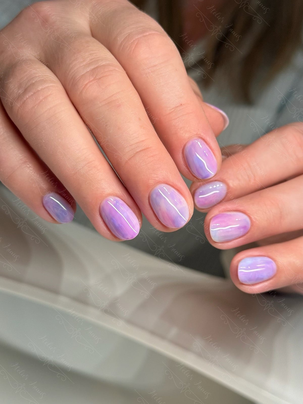 Pastel Swirl Marbled Short Oval Nails Pastel Swirl Marbled Short Oval Nails — Short Nails 2027 for Mature Hands