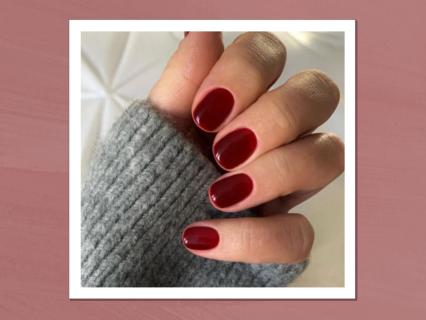 Deep Glossy Burgundy Short Oval Nails, короткий овал Deep Glossy Burgundy Short Oval Nails, короткий овал — Short Nails 2027 for Mature Hands
