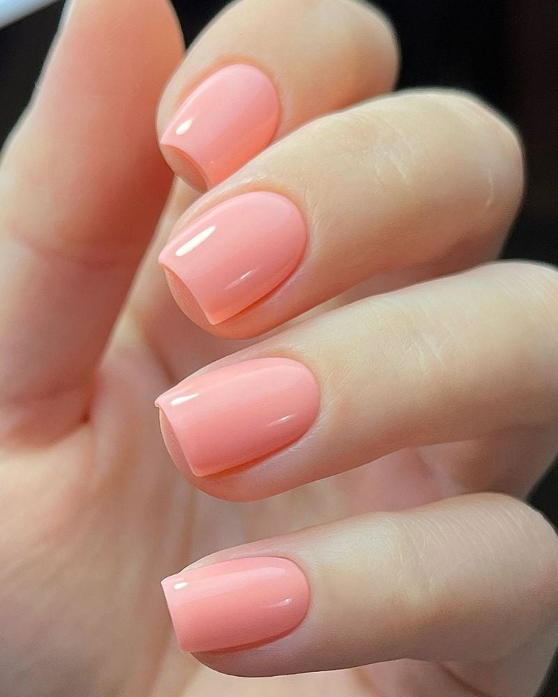 Sheer Nude with Peach French Tip Short Square Nails Sheer Nude with Peach French Tip Short Square Nails — Short Peach Nails 2027