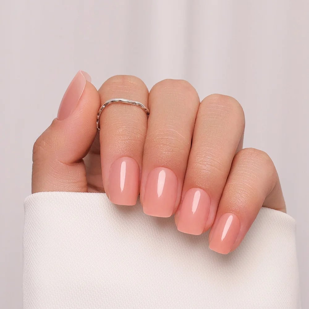 Sheer Pale Peach Glossy Short Square Nails Sheer Pale Peach Glossy Short Square Nails — Short Peach Nails 2027