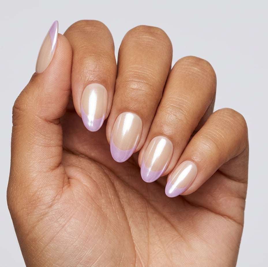 Lavender Chrome French Tips Short Almond — Short Purple French Tip Nails 2027
