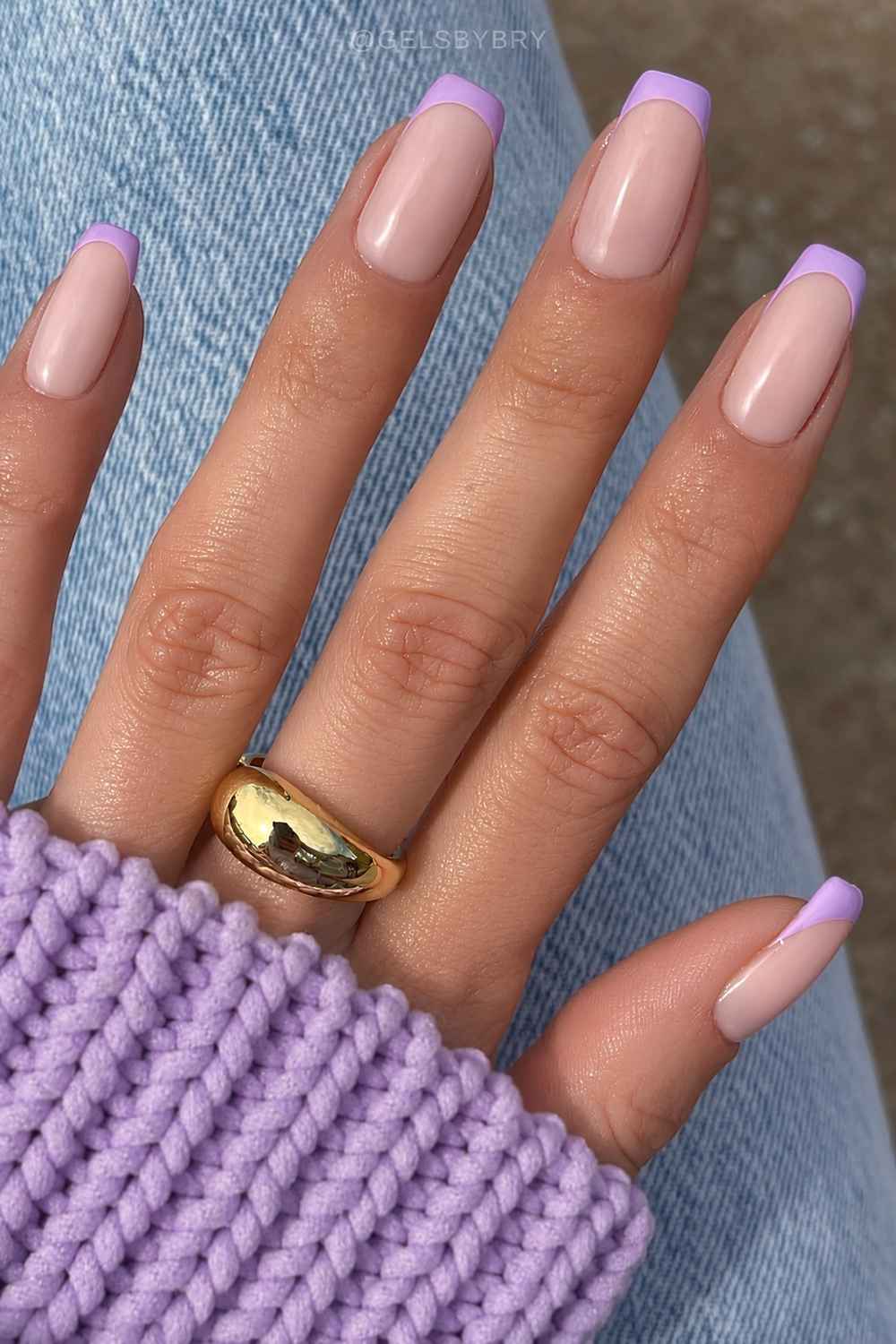 Light Purple French Tips Short Almond Nails — Short Purple French Tip Nails 2027