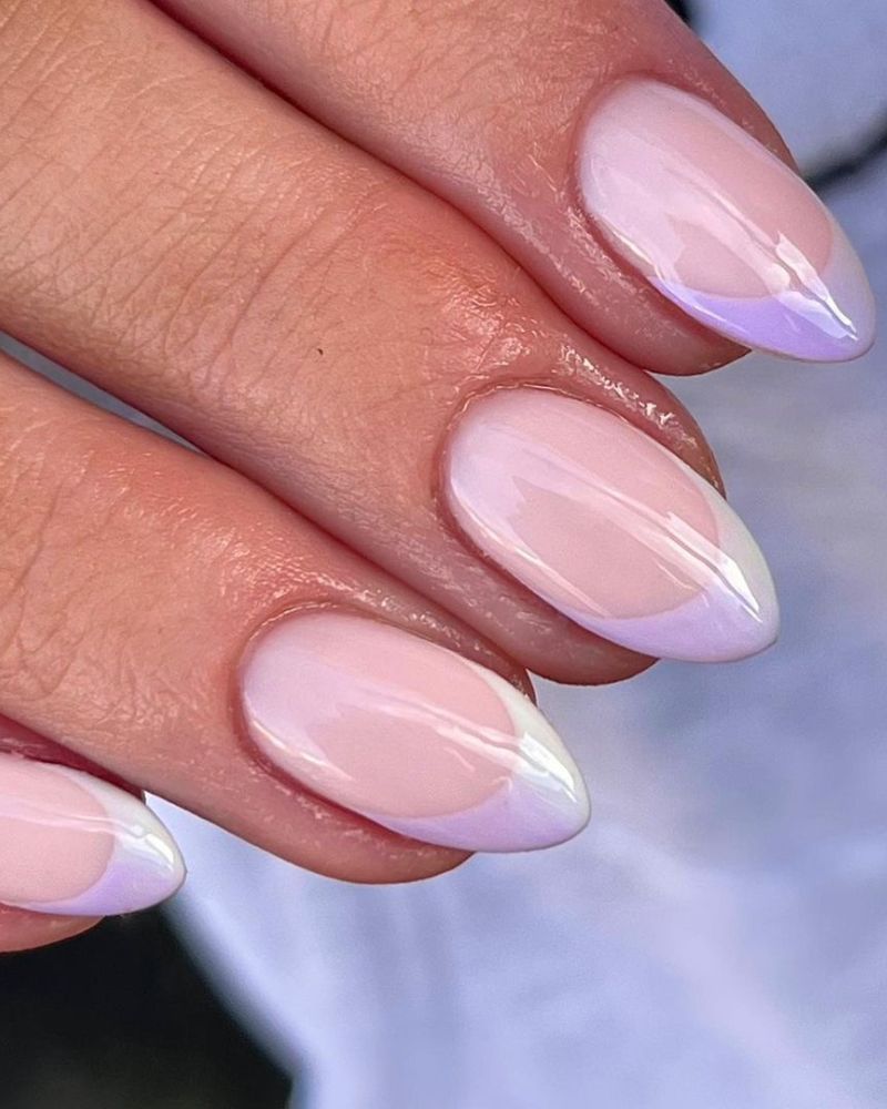 Pale Lavender Thin French Tips Short Almond — Short Purple French Tip Nails 2027