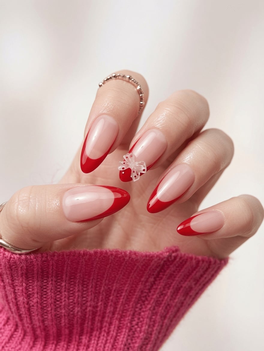 Short Oval Classic Red French Tips Short Oval Classic Red French Tips — Short Red French Tip Nails 2027