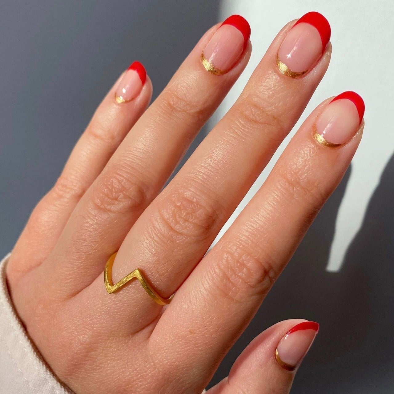 Short Square Nude Base Red Tips Short Square Nude Base Red Tips — Short Red French Tip Nails 2027