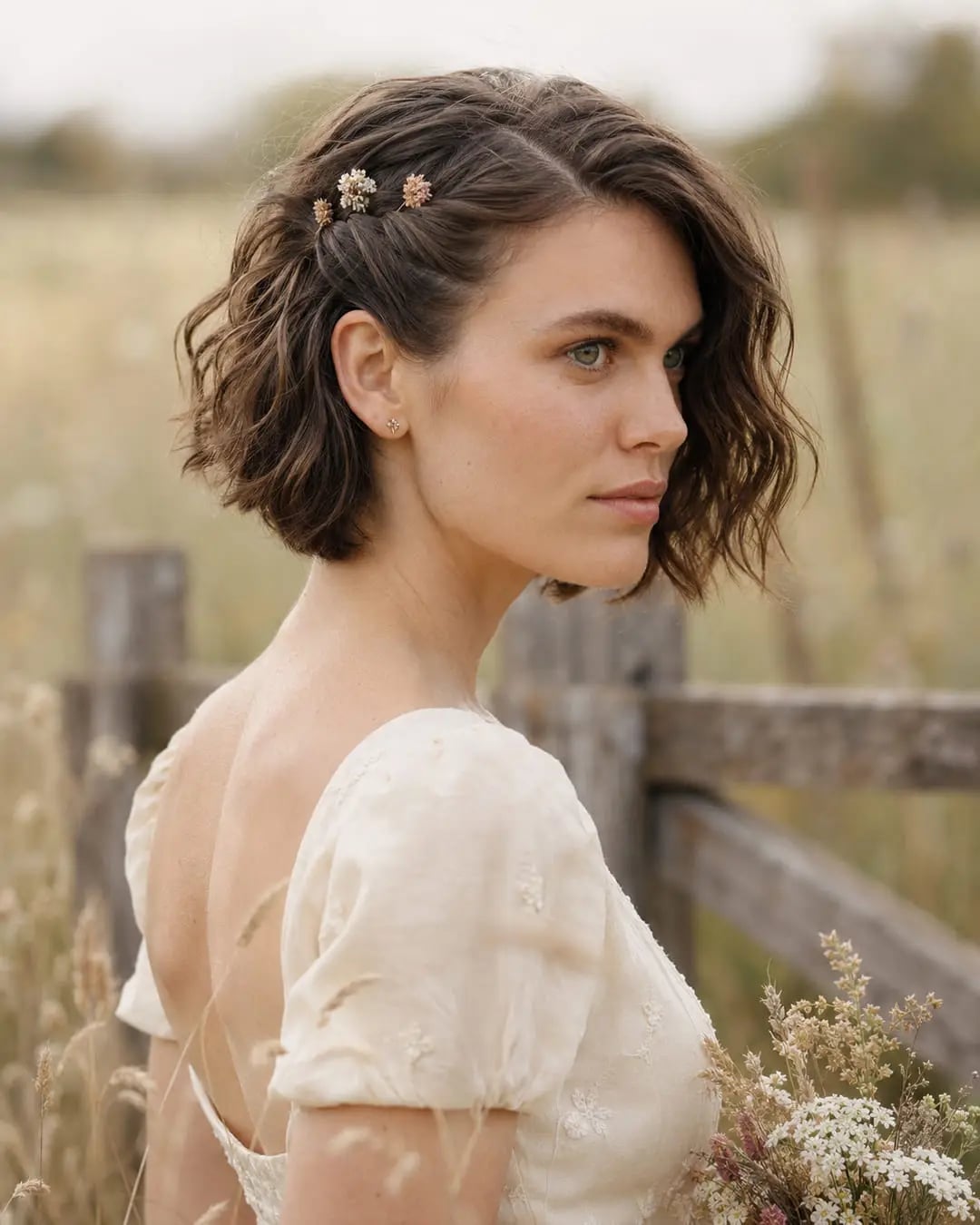 Wavy Brown Bob With Side Swept Bangs Wavy Brown Bob With Side Swept Bangs — Short Relaxed Hairstyles 2027