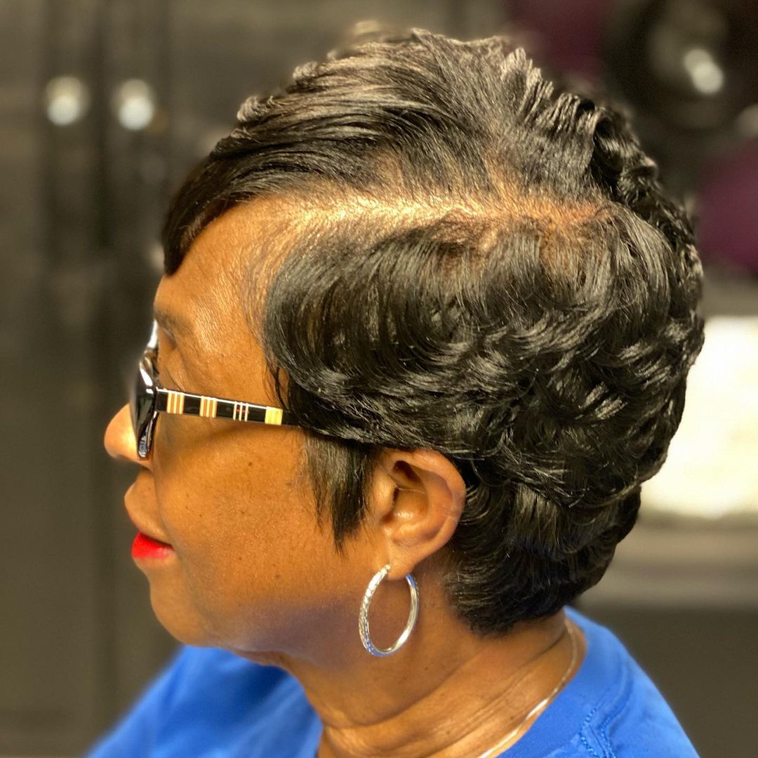 Black Pixie With Finger Waves, Side-Swept Black Pixie With Finger Waves, Side-Swept — Short Relaxed Hairstyles 2027