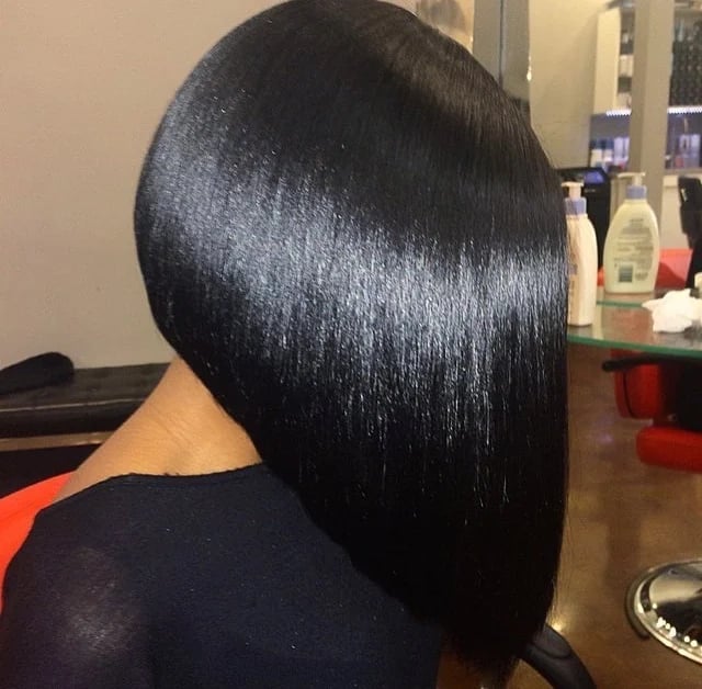 Angled Bob With Glossy Straight Finish Angled Bob With Glossy Straight Finish — Silk Press 2027