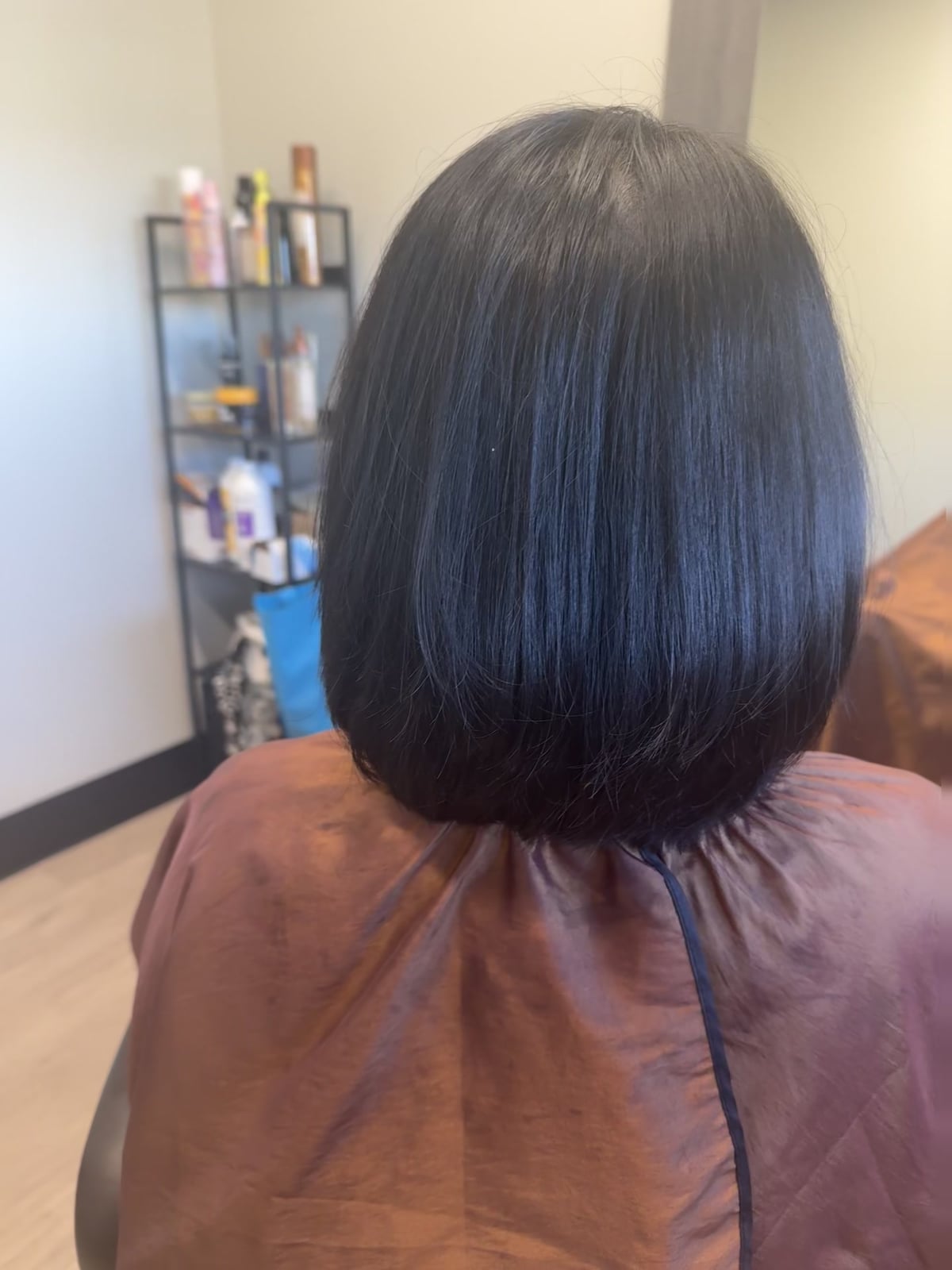 Sleek Black Blunt Bob Back View Sleek Black Blunt Bob Back View — Silk Press 2027