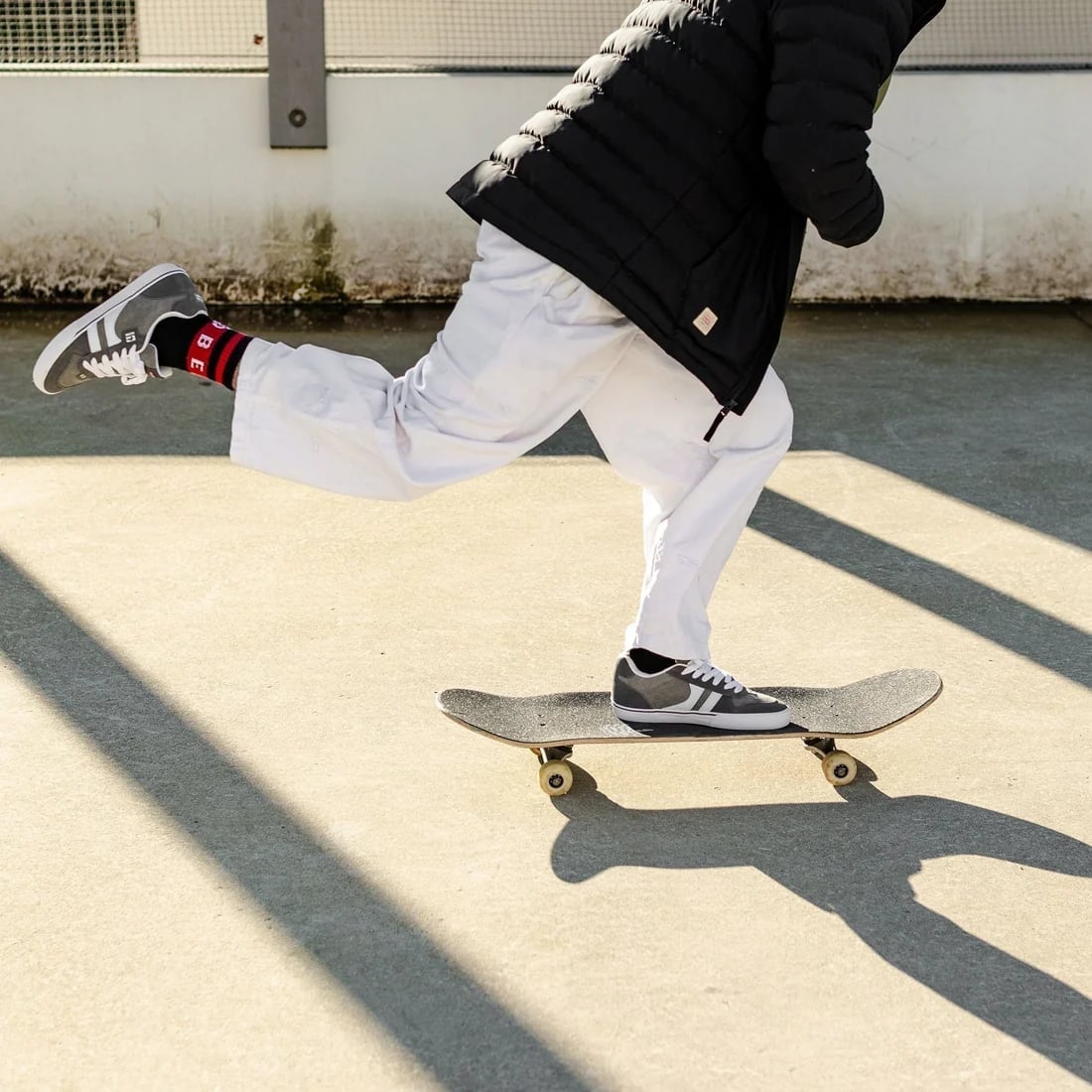 Puffer Jacket With Loose White Pants — Skate Outfits for Women 2027