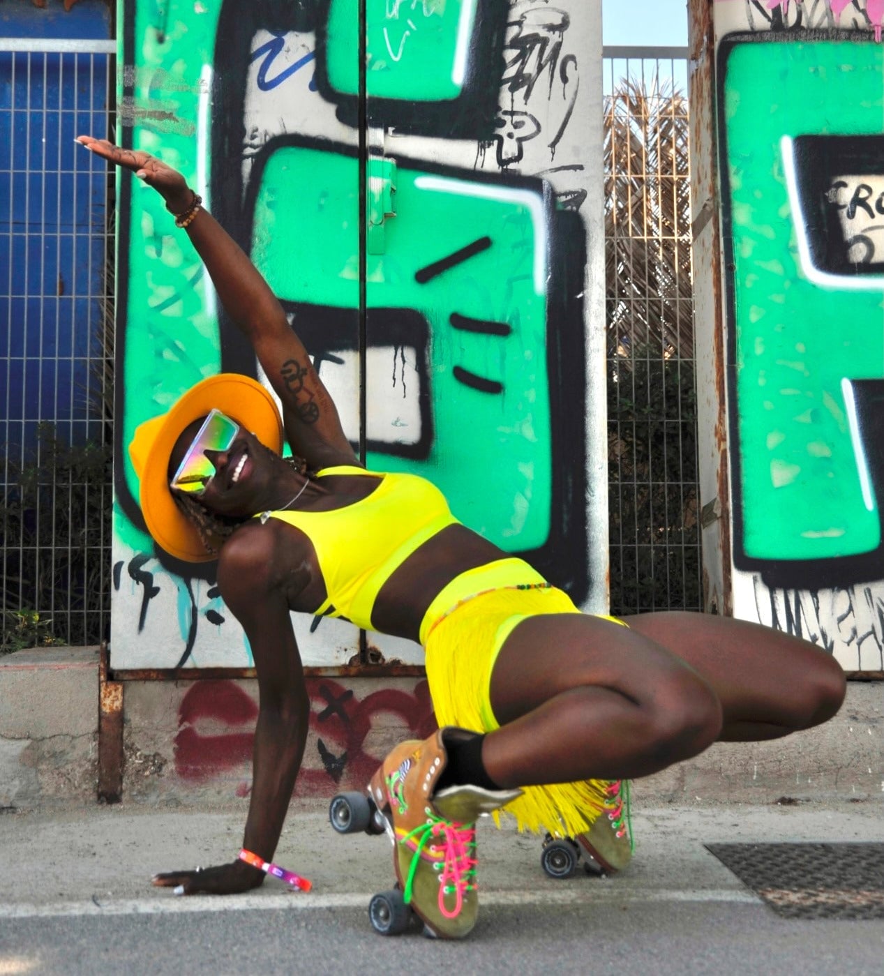 Neon Crop Top With Fringe Shorts — Skate Outfits for Women 2027