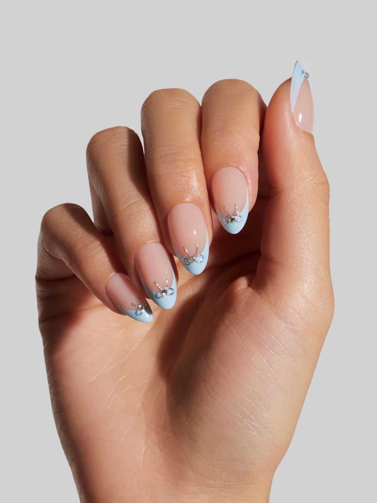 Sky Blue French Tip With Rhinestone Accents Sky Blue French Tip With Rhinestone Accents — Sky Blue Nails 2027