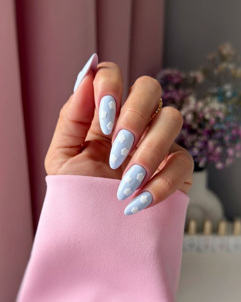 Light Sky Blue With White Cloud Art Light Sky Blue With White Cloud Art — Sky Blue Nails 2027