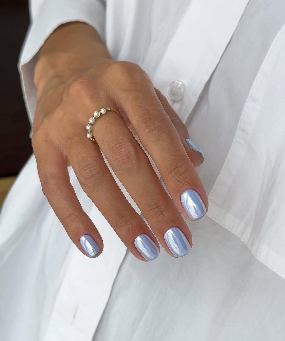 Medium Square With Sky Blue French Tip And Heart Medium Square With Sky Blue French Tip And Heart — Sky Blue Nails 2027
