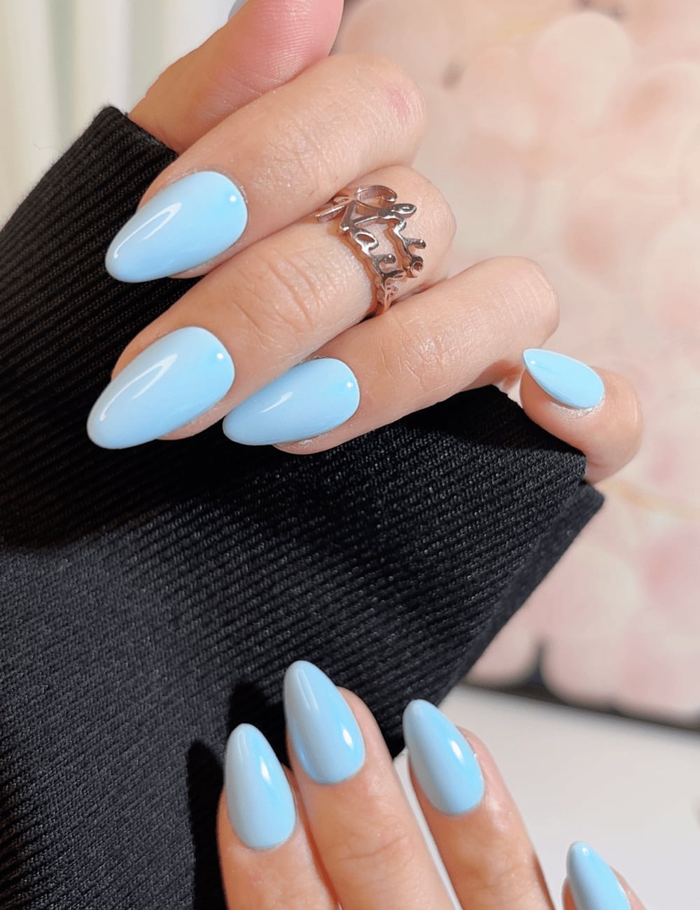 Glossy Opaque Sky Blue Medium Almond Nails Glossy Opaque Sky Blue Medium Almond Nails — Sky Blue Nails 2027