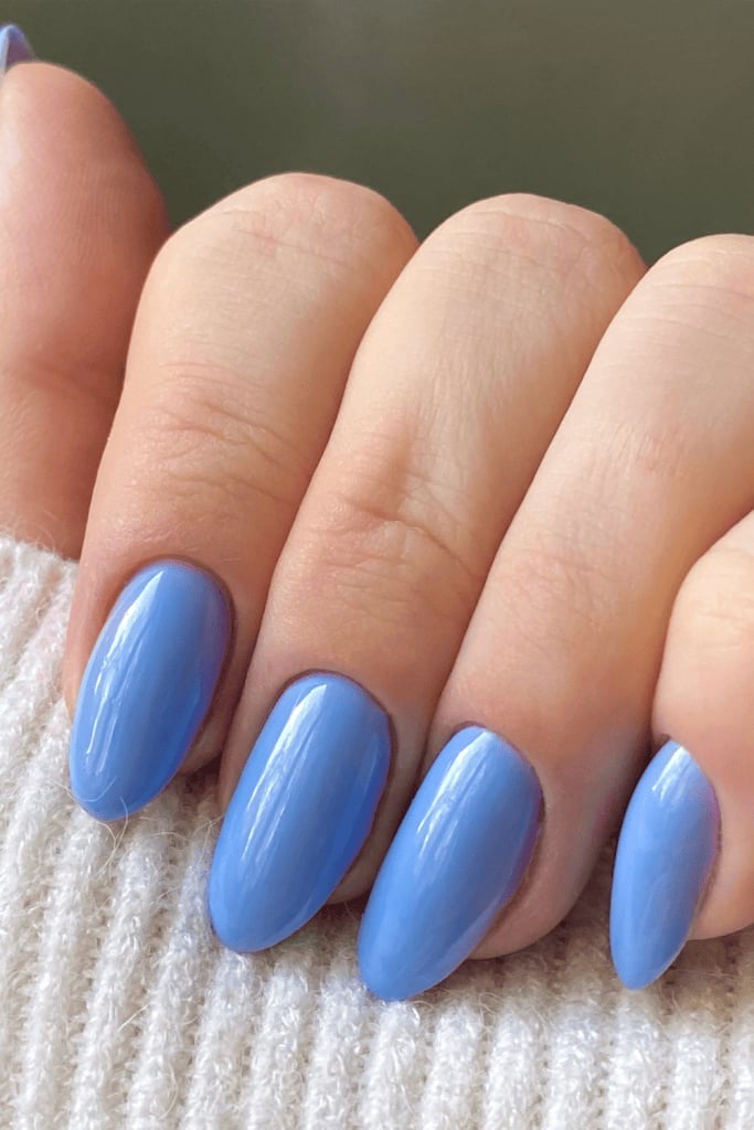 Solid Medium Periwinkle Blue Short Oval Nails Solid Medium Periwinkle Blue Short Oval Nails — Sky Blue Nails 2027