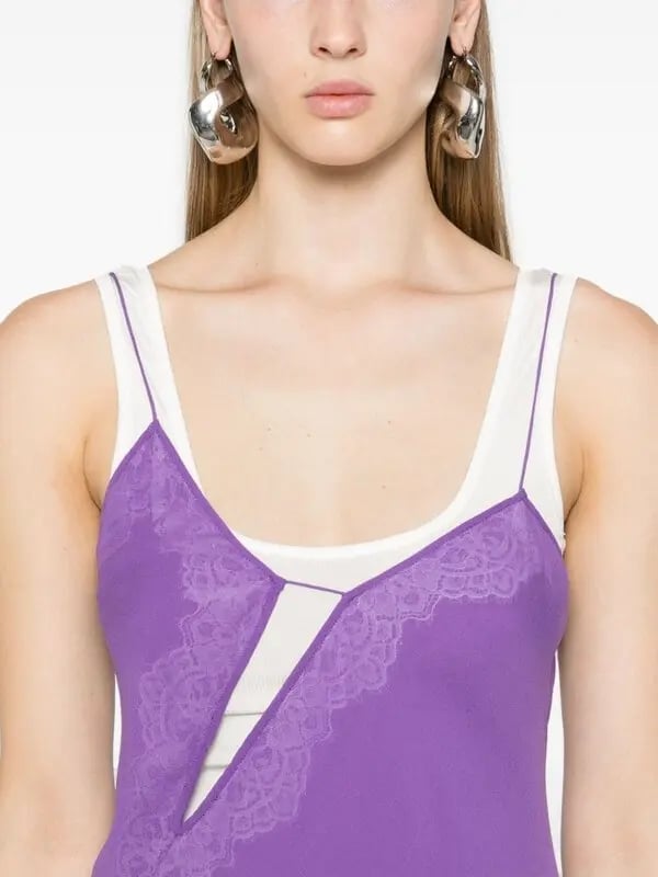 Purple lace slip dress over white tee with silver earrings Purple lace slip dress over white tee with silver earrings — Slip Dress Over T Shirt 2027