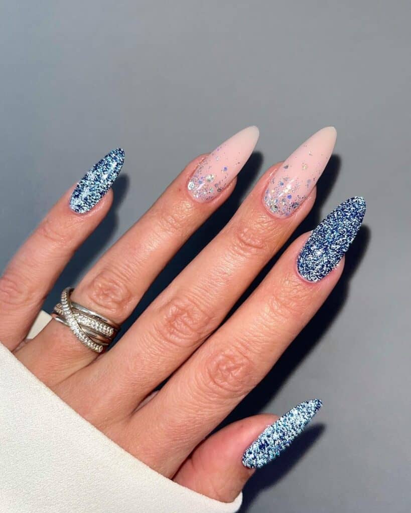 Long Stiletto Vibrant Blue Glitter Nails Long Stiletto Vibrant Blue Glitter Nails — Sparkly New Years Nails 2027