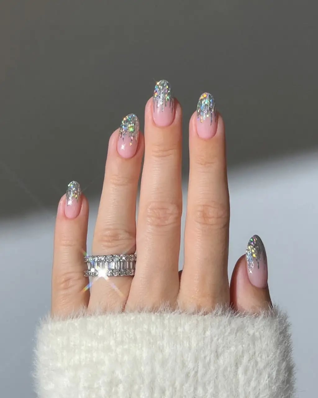 Short Oval Pink Dripping Glitter Nails Short Oval Pink Dripping Glitter Nails — Sparkly New Years Nails 2027