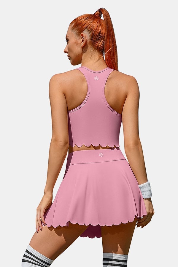 Dusty pink athletic set with scalloped hem Dusty pink athletic set with scalloped hem — Sporty Athletic Outfits 2027