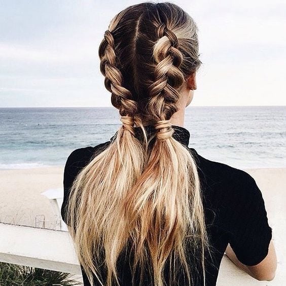 Fine Blonde Hair Double Dutch Braids Fine Blonde Hair Double Dutch Braids — Sporty Gym Hairstyles 2027